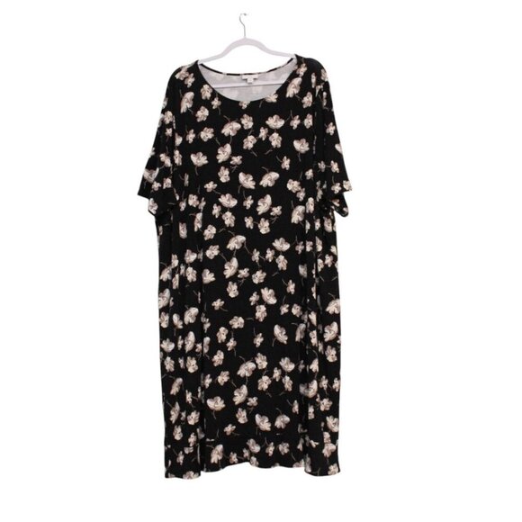 J Jill Dress Size 4X Floral Casual Stretch Knit Pockets Knee Length Boho Classic - Picture 1 of 12